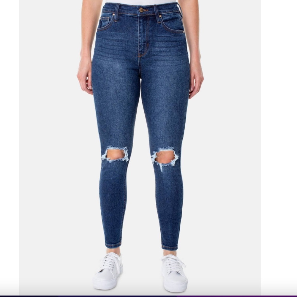Celebrity Pink Juniors' High Rise Ankle Ripped Skinny Jeans Size 0/ 24